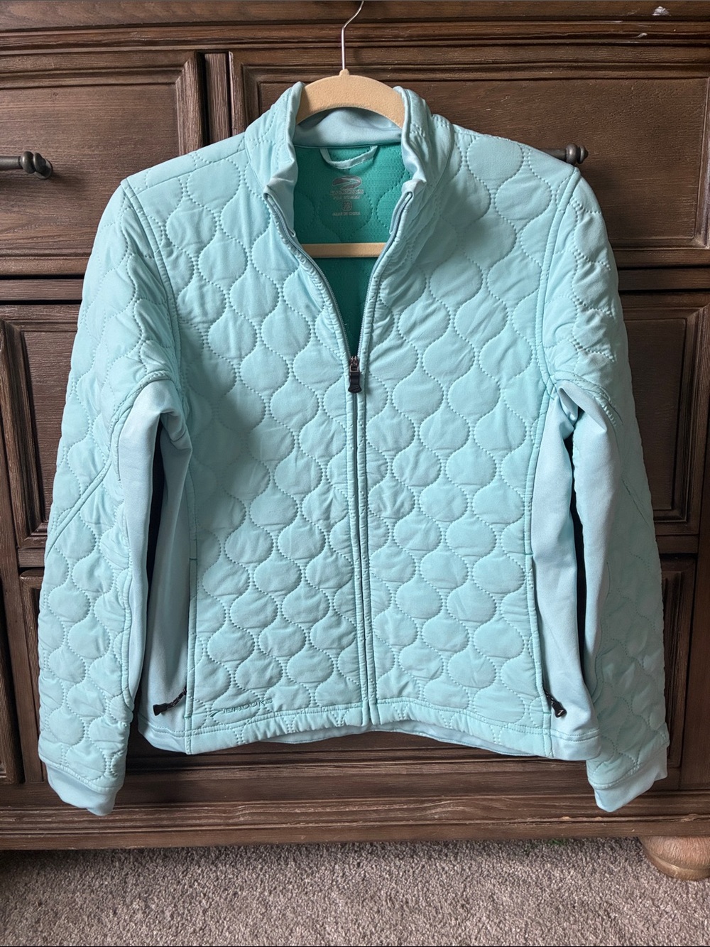 Brooks Light Aqua Quilted Zip-Up Jacket